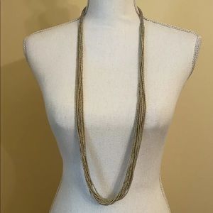Handmade Gold Color Beaded Multi Strand Necklace